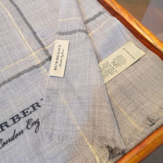 Replica Burberry Lurex Thread Color Block Check Cashmere Scarf 90 x 200