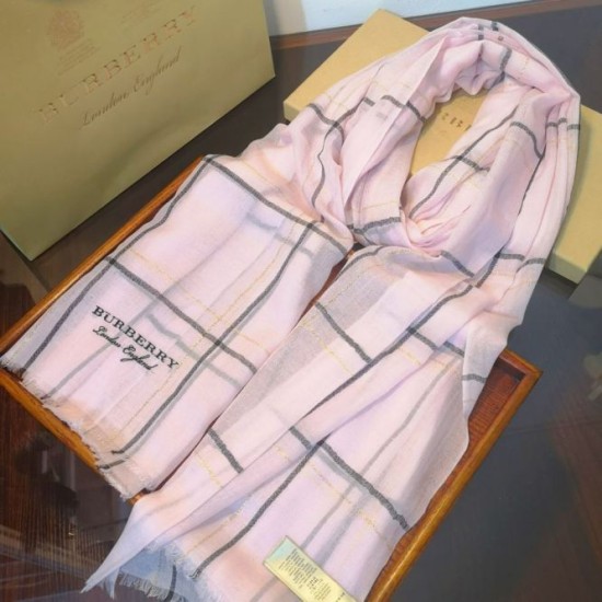 Replica Burberry Lurex Thread Color Block Check Cashmere Scarf 90 x 200