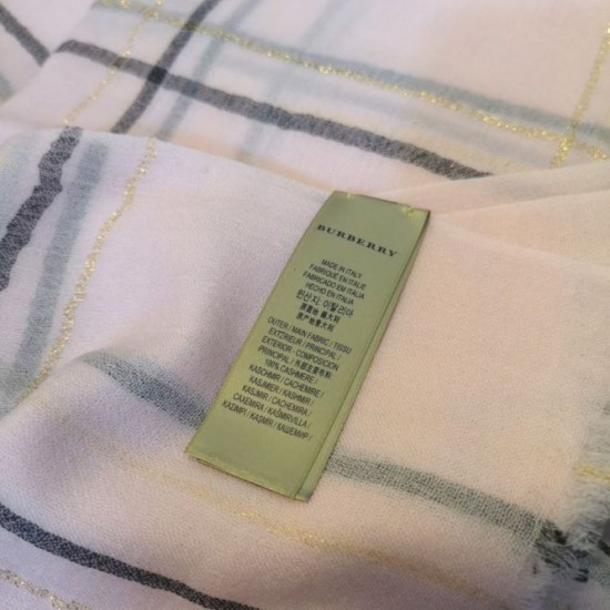 Replica Burberry Lurex Thread Color Block Check Cashmere Scarf 90 x 200