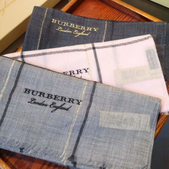 Replica Burberry Lurex Thread Color Block Check Cashmere Scarf 90 x 200