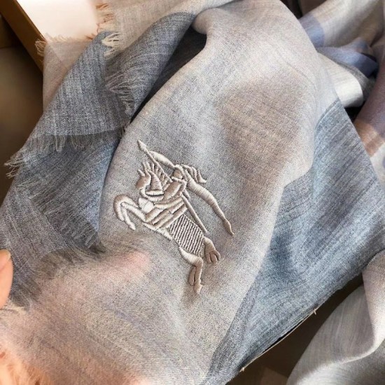 Replica Burberry classic horse embroidery check cashmere scarf 100 x 200