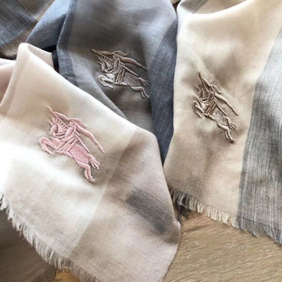 Replica Burberry classic horse embroidery check cashmere scarf 100 x 200