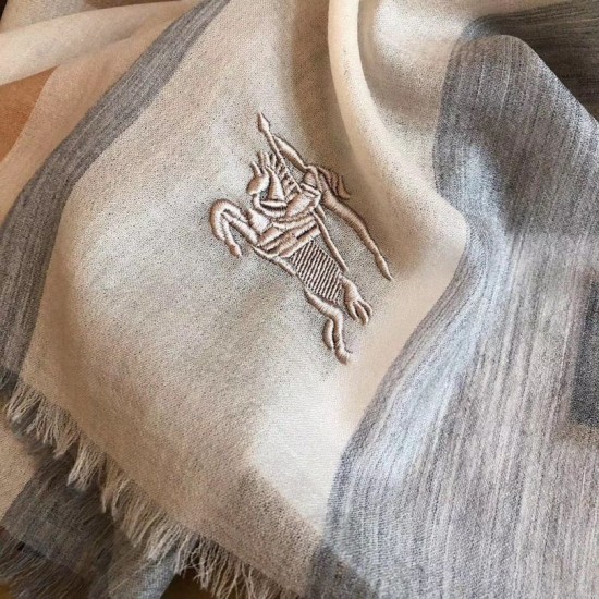 Replica Burberry classic horse embroidery check cashmere scarf 100 x 200