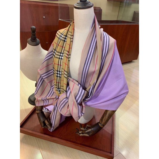 Replica Burberry Vintage Check Cashmere Silk Shawl 70 x 220