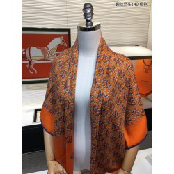 Replica Hermes fun horsehead cashmere silk Shawl 140 Orange