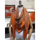 Replica Hermes fun horsehead cashmere silk Shawl 140 Orange