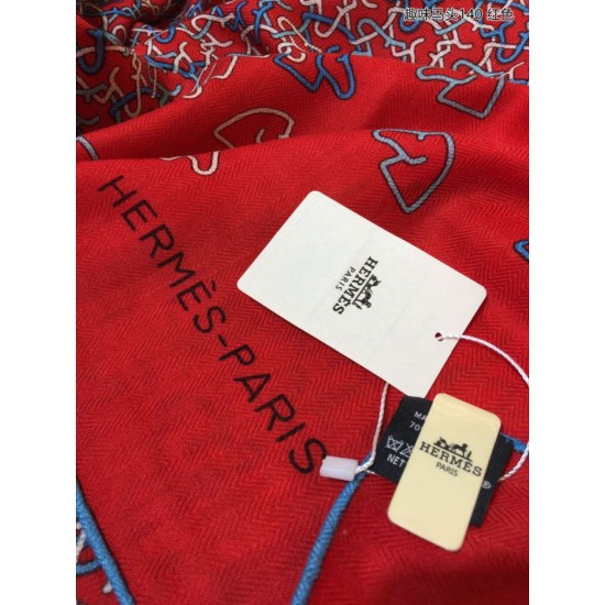 Replica Hermes fun horsehead cashmere silk Shawl 140 Red