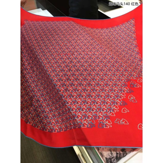 Replica Hermes fun horsehead cashmere silk Shawl 140 Red