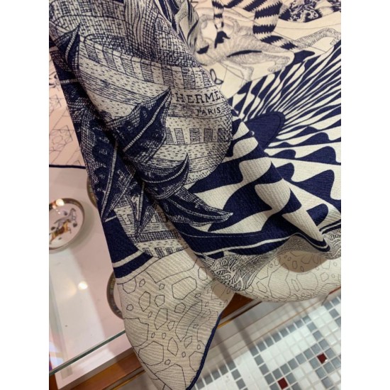 Fake Hermes Cashmere silk Shawl 140 Beige Replica