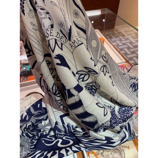 Fake Hermes Cashmere silk Shawl 140 Beige Replica