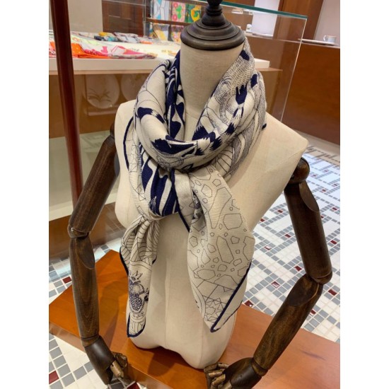 Fake Hermes Cashmere silk Shawl 140 Beige Replica