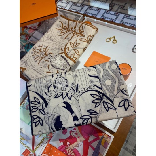 Fake Hermes Cashmere silk Shawl 140 Beige Replica