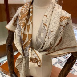 Replica Hermes Cashmere silk Shawl 140 Off-white