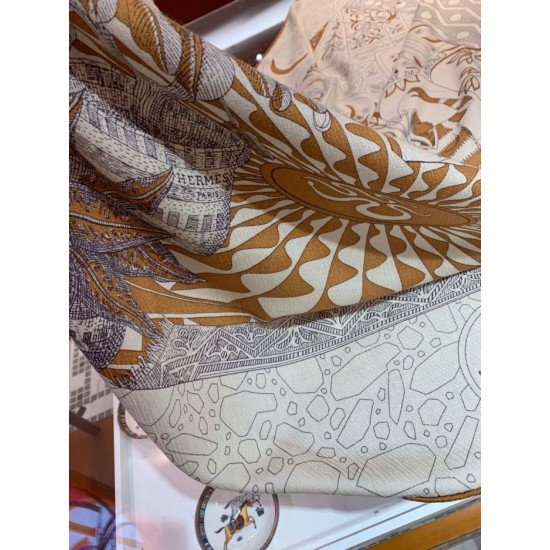 Replica Hermes Cashmere silk Shawl 140 Off-white
