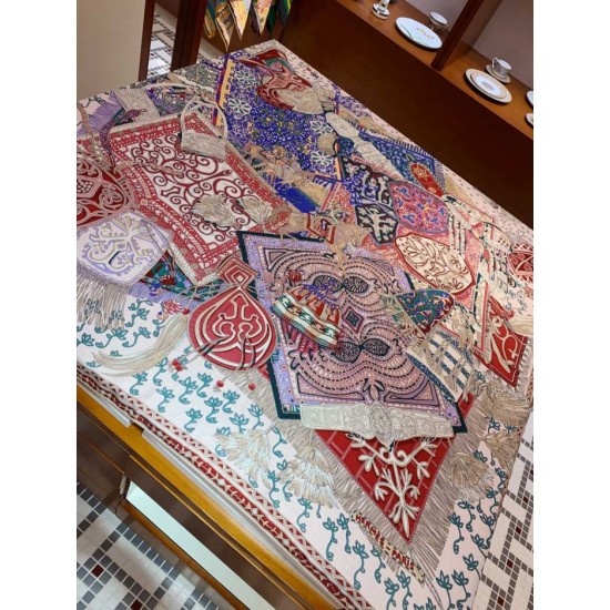 Fake Hermes Cashmere silk Shawl 140 White Replica