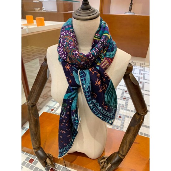 Replica Hermes Cashmere silk Shawl 140 Navy Blue