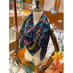Replica Hermes Cashmere silk Shawl 140 Navy Blue