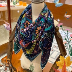 Replica Hermes Cashmere silk Shawl 140 Navy Blue