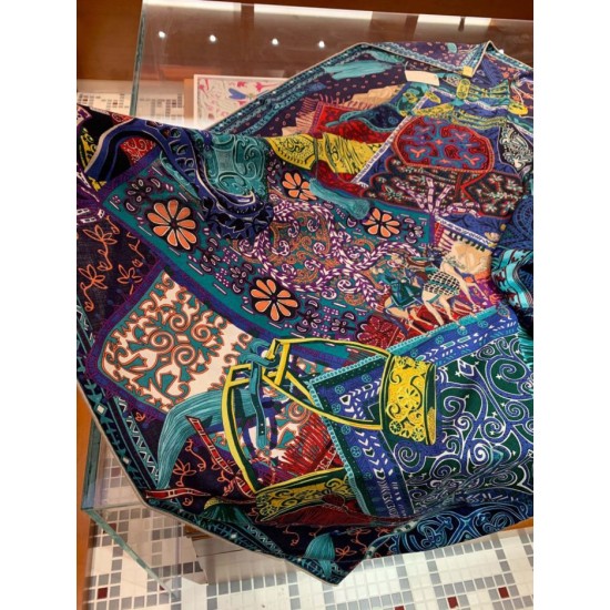 Replica Hermes Cashmere silk Shawl 140 Navy Blue