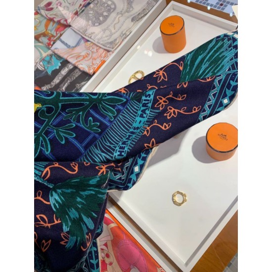 Replica Hermes Cashmere silk Shawl 140 Navy Blue