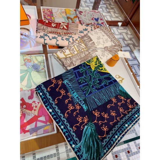 Replica Hermes Cashmere silk Shawl 140 Navy Blue