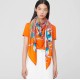 Fake Hermes extended cashmere silk square Shawl 140cm Orange Replica