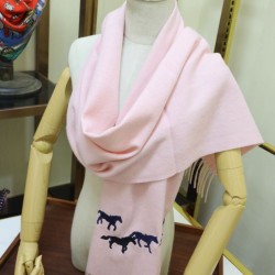 Fake Hermes Wide Horses cashmere scarf 32 x 180 Pink Replica