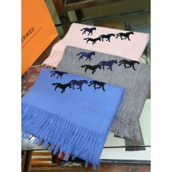 Replica Hermes Wide Horses cashmere scarf 32 x 180 Gray