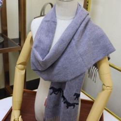 Replica Hermes Wide Horses cashmere scarf 32 x 180 Gray