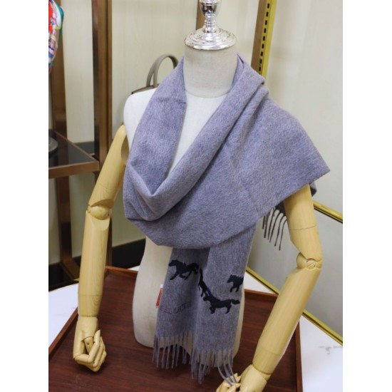 Replica Hermes Wide Horses cashmere scarf 32 x 180 Gray