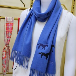 Replica Hermes Wide Horses cashmere scarf 32 x 180 Blue