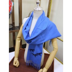Replica Hermes Wide Horses cashmere scarf 32 x 180 Blue