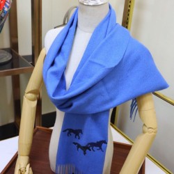 Replica Hermes Wide Horses cashmere scarf 32 x 180 Blue
