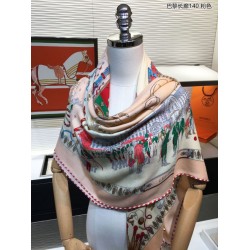 Fake Hermes walks in paris Cashmere silk square Shawl 140 Pink Replica
