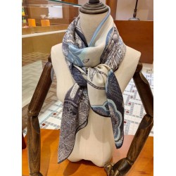 Replica Hermes Cashmere Silk square Shawl 140 Blue