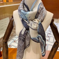 Replica Hermes Cashmere Silk square Shawl 140 Blue