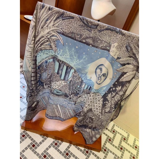 Replica Hermes Cashmere Silk square Shawl 140 Blue