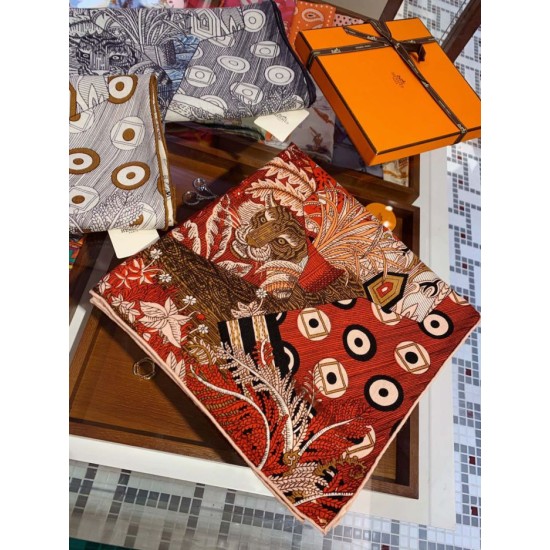 Replica Hermes Cashmere silk square Shawl 140 Orange