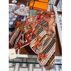 Replica Hermes Cashmere silk square Shawl 140 Orange