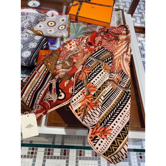 Replica Hermes Cashmere silk square Shawl 140 Orange