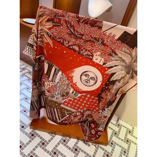 Replica Hermes Cashmere silk square Shawl 140 Orange
