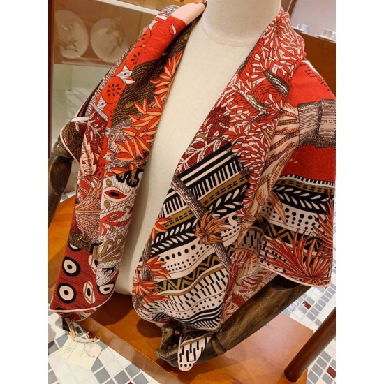 Replica Hermes Cashmere silk square Shawl 140 Orange