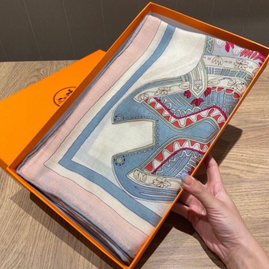 Replica Hermes Cashmere Silk square Shawl 140 Pink