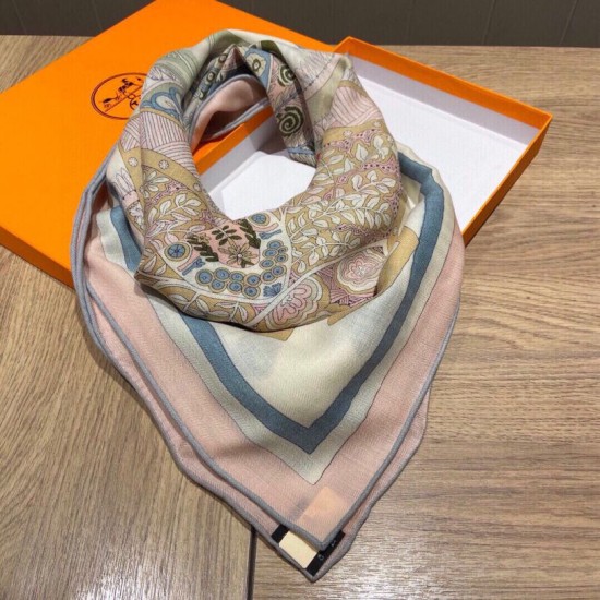 Replica Hermes Cashmere Silk square Shawl 140 Pink
