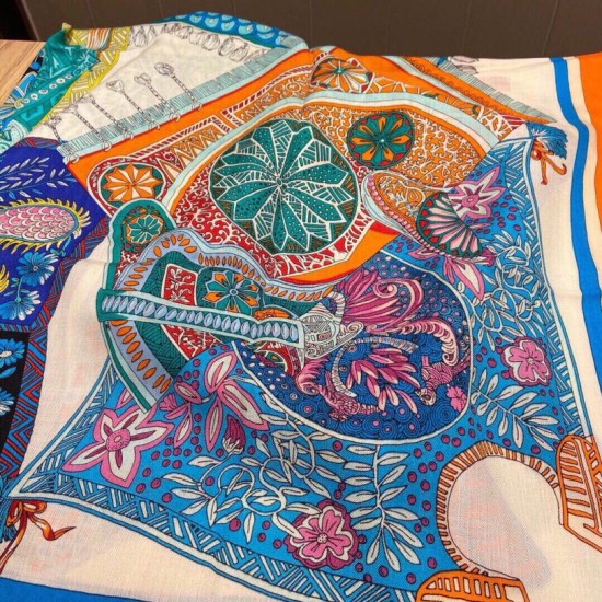 Replica Hermes Cashmere Silk square Shawl 140 Orange