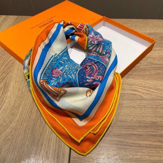 Replica Hermes Cashmere Silk square Shawl 140 Orange