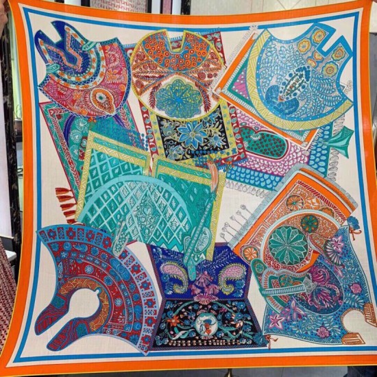 Replica Hermes Cashmere Silk square Shawl 140 Orange