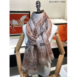 Replica Hermes City of Horses Cashmere Scarf 110 x 200 Khaki
