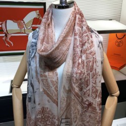 Replica Hermes City of Horses Cashmere Scarf 110 x 200 Khaki