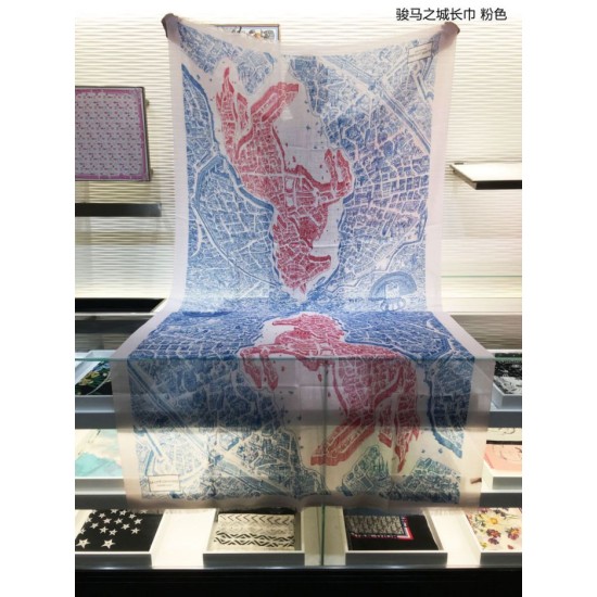 Replica Hermes City of Horses Cashmere Scarf 110 x 200 Pink